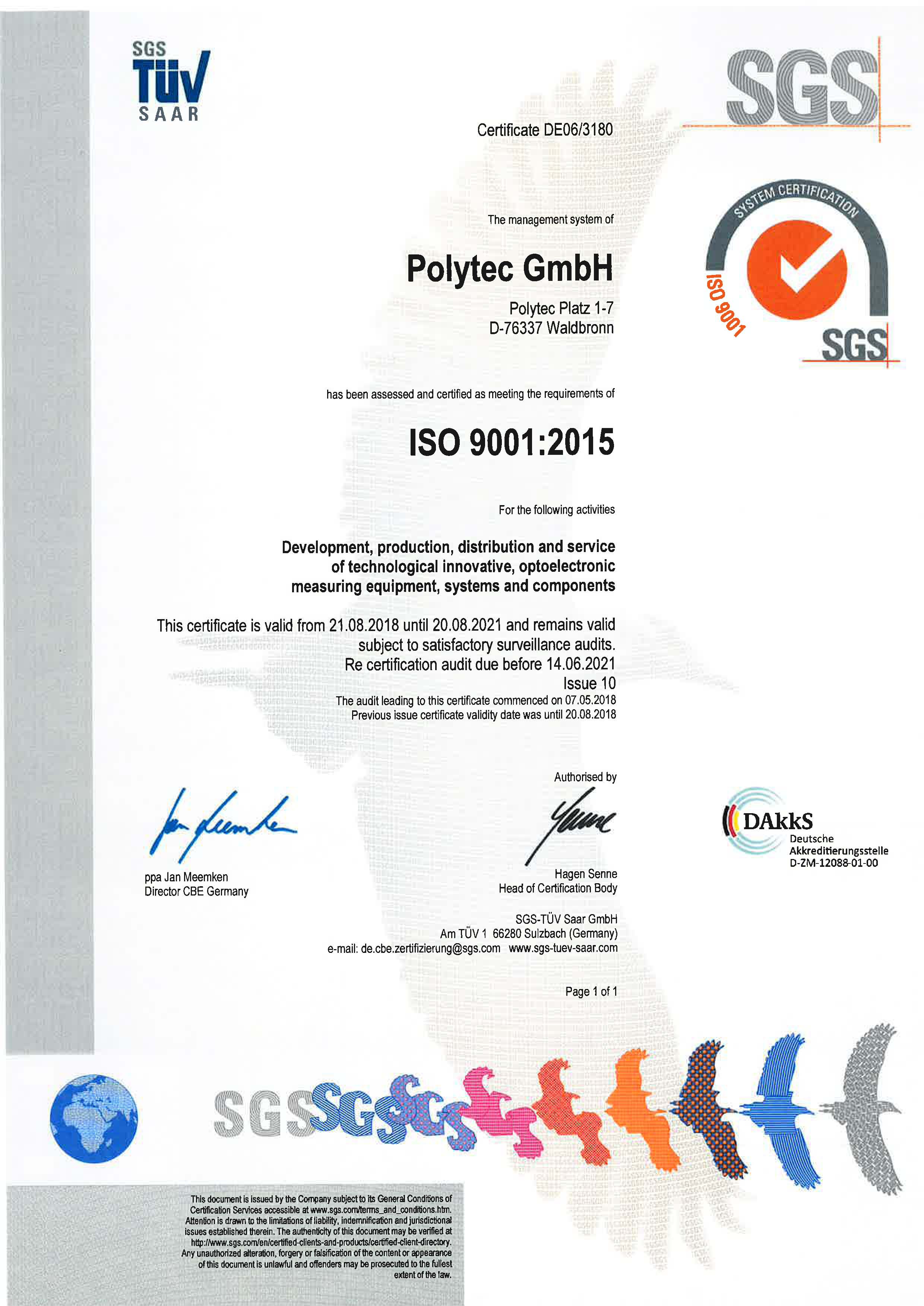 ISO 9001:2015質(zhì)量管理體系認(rèn)證證書